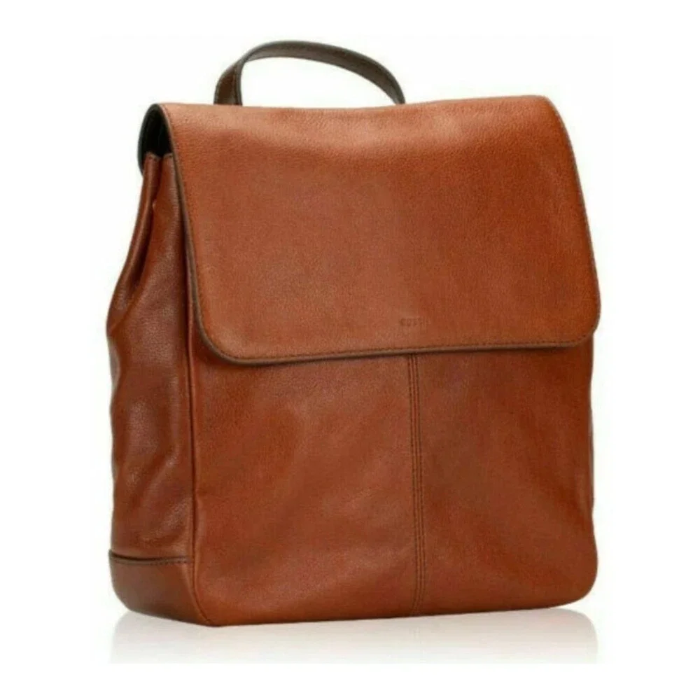 Fossil Claire Brandy Leather Backpack SHB1932213 Brown Brass women’s bag EUC